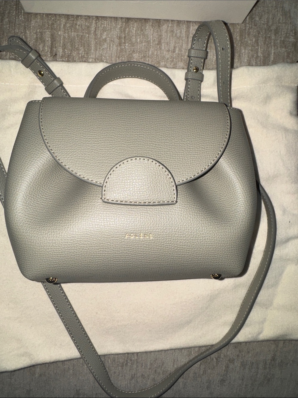 Polène Taupe Leather Olive Mini Satchel Nano with Top Handle - Picture 3 of 7